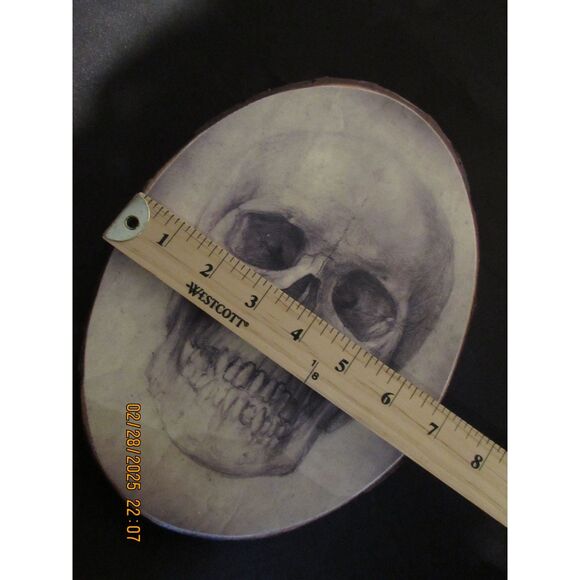 Wood sliced plaque human skull wood art wall picture gothic goth gallery wall - Picture 9 of 9